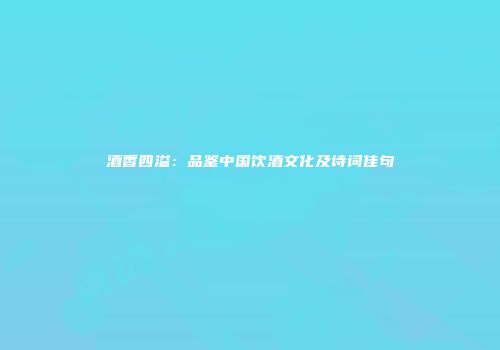 酒香四溢：品鉴中国饮酒文化及诗词佳句
