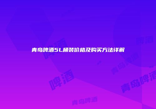 青岛啤酒5L桶装价格及购买方法详解