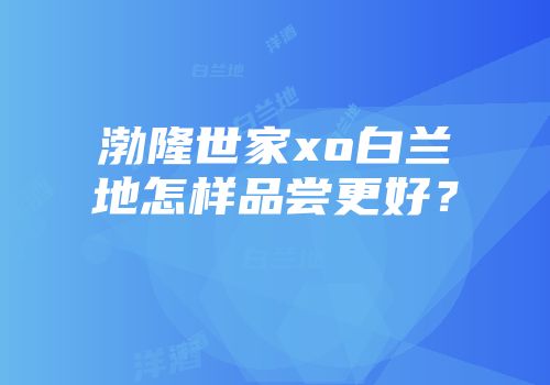 渤隆世家xo白兰地怎样品尝更好？