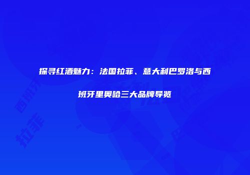 探寻红酒魅力：法国拉菲、意大利巴罗洛与西班牙里奥哈三大品牌导览