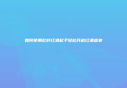 如何使用杠杆红酒起子轻松开启红酒盛宴