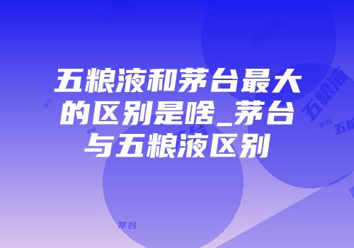 五粮液和茅台最大的区别是啥_茅台与五粮液区别