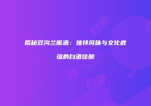揭秘双沟兰瓶酒：独特风味与文化底蕴的白酒佳酿