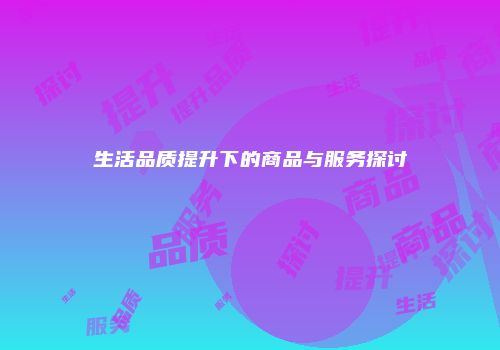 生活品质提升下的商品与服务探讨