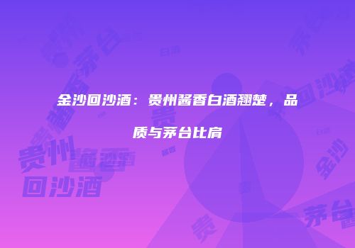 金沙回沙酒：贵州酱香白酒翘楚，品质与茅台比肩