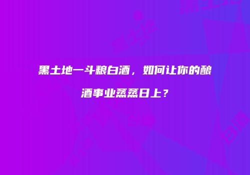 黑土地一斗粮白酒，如何让你的酿酒事业蒸蒸日上？