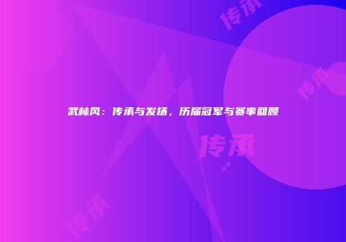 武林风：传承与发扬，历届冠军与赛事回顾