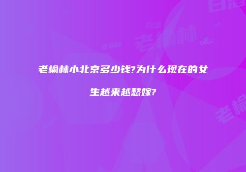 老榆林小北京多少钱?为什么现在的女生越来越愁嫁?