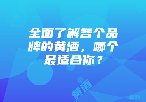 全面了解各个品牌的黄酒，哪个最适合你？