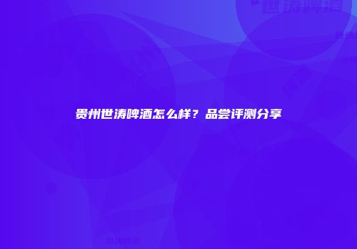 贵州世涛啤酒怎么样？品尝评测分享