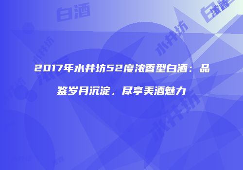 2017年水井坊52度浓香型白酒：品鉴岁月沉淀，尽享美酒魅力