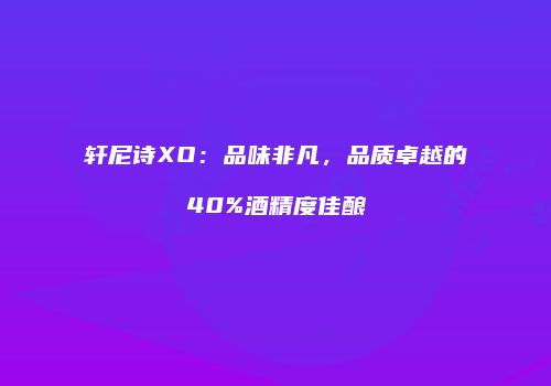 轩尼诗XO：品味非凡，品质卓越的40%酒精度佳酿