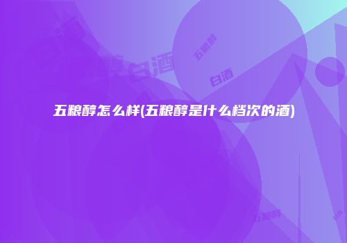五粮醇怎么样(五粮醇是什么档次的酒)