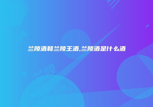 兰陵酒和兰陵王酒,兰陵酒是什么酒