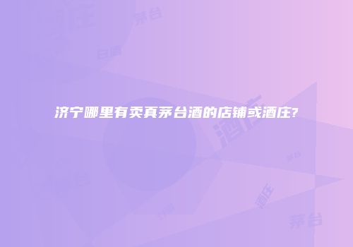 济宁哪里有卖真茅台酒的店铺或酒庄?