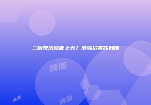 三罐啤酒就能上天？酒驾危害你我他