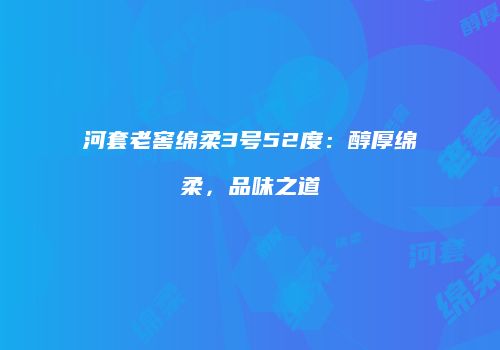 河套老窖绵柔3号52度：醇厚绵柔，品味之道