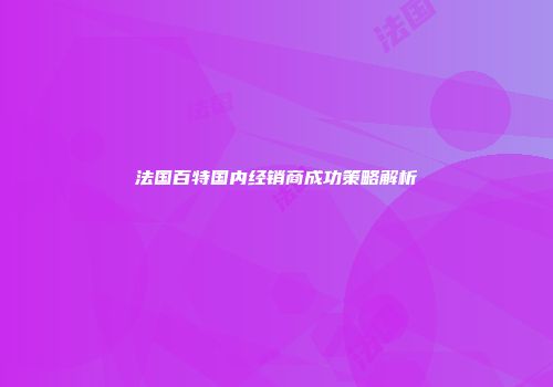法国百特国内经销商成功策略解析