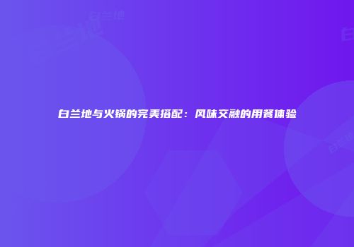 白兰地与火锅的完美搭配：风味交融的用餐体验