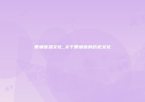 柬埔寨酒文化_关于柬埔寨的历史文化