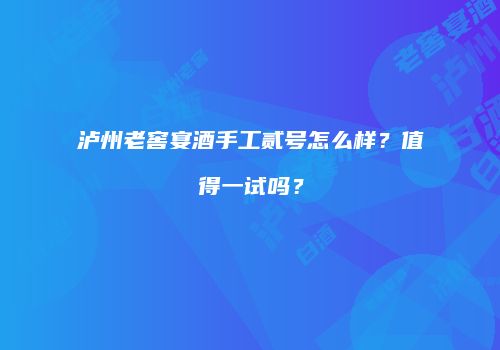 泸州老窖宴酒手工贰号怎么样？值得一试吗？