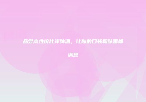 品尝高性价比洋啤酒，让你的口袋和味蕾都满意
