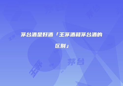 茅台酒是好酒「王茅酒和茅台酒的区别」