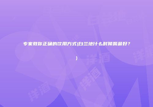专家教你正确的饮用方式(白兰地什么时候喝最好？)