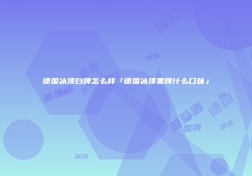 德国冰顶白啤怎么样「德国冰顶黑啤什么口味」