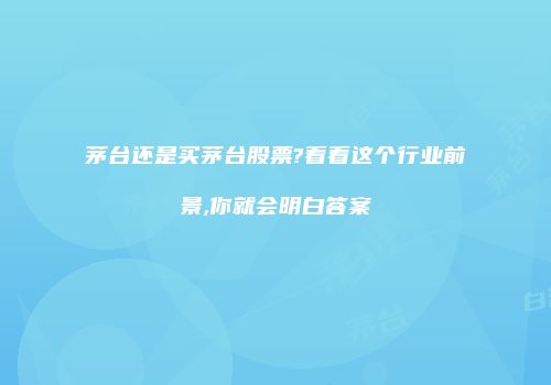 茅台还是买茅台股票?看看这个行业前景,你就会明白答案