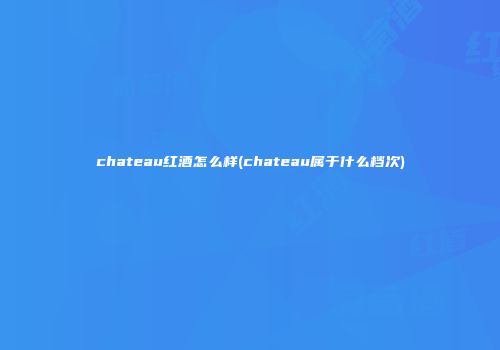 chateau红酒怎么样(chateau属于什么档次)