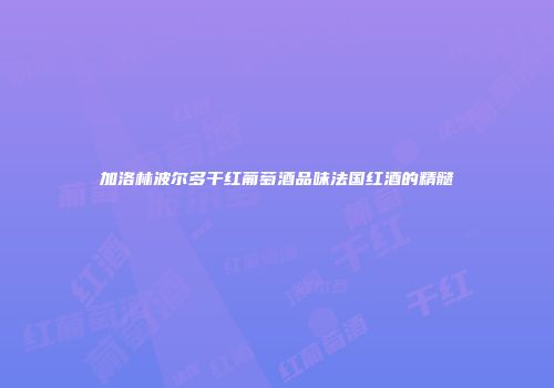 加洛林波尔多干红葡萄酒品味法国红酒的精髓