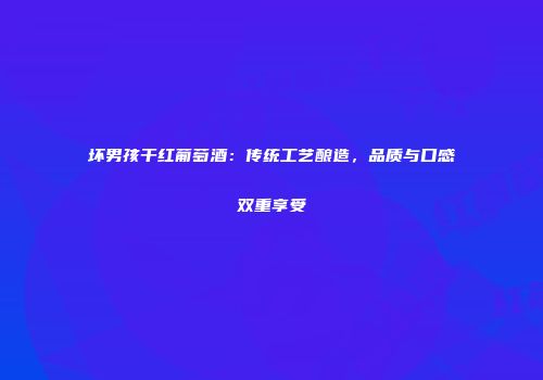 坏男孩干红葡萄酒：传统工艺酿造，品质与口感双重享受