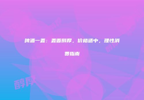 啤酒一麦：麦香醇厚，价格适中，理性消费指南