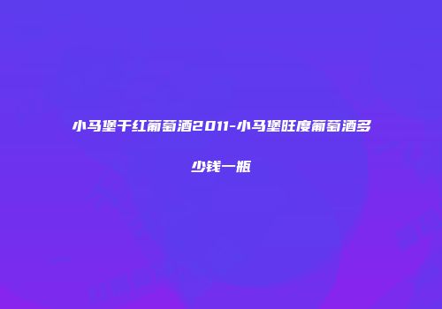 小马堡干红葡萄酒2011-小马堡旺度葡萄酒多少钱一瓶