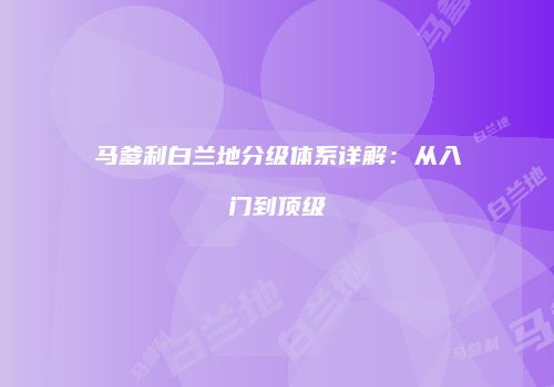 马爹利白兰地分级体系详解：从入门到顶级