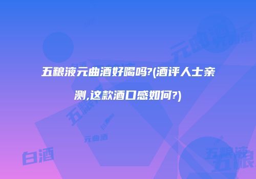 五粮液元曲酒好喝吗?(酒评人士亲测,这款酒口感如何?)