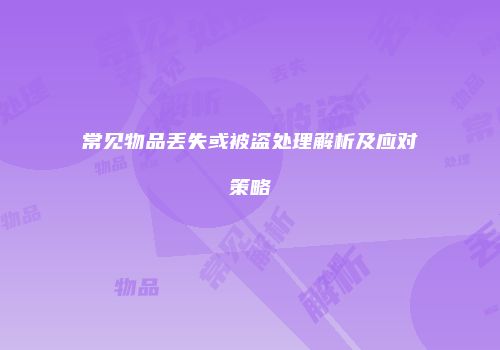 常见物品丢失或被盗处理解析及应对策略