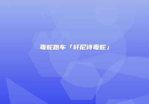 毒蛇跑车「轩尼诗毒蛇」