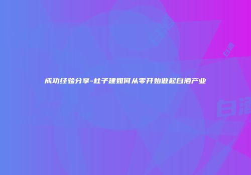 成功经验分享-杜子建如何从零开始做起白酒产业