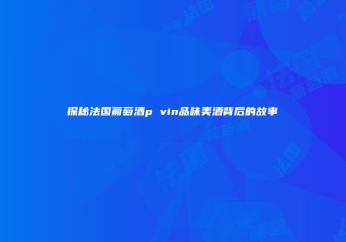 探秘法国葡萄酒p vin品味美酒背后的故事