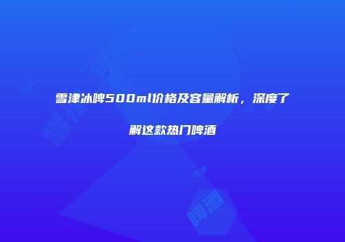 雪津冰啤500ml价格及容量解析，深度了解这款热门啤酒