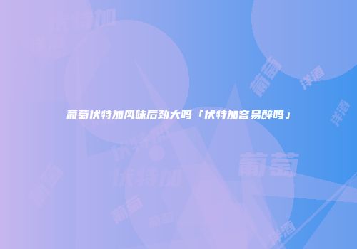 葡萄伏特加风味后劲大吗「伏特加容易醉吗」