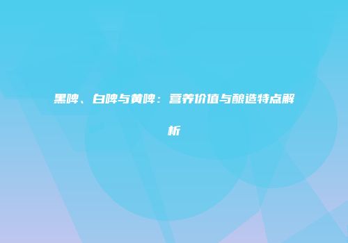 黑啤、白啤与黄啤：营养价值与酿造特点解析