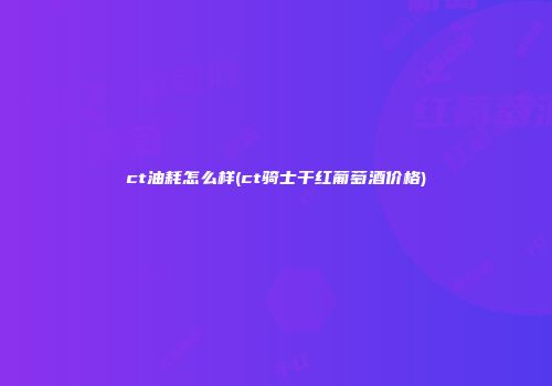 ct油耗怎么样(ct骑士干红葡萄酒价格)