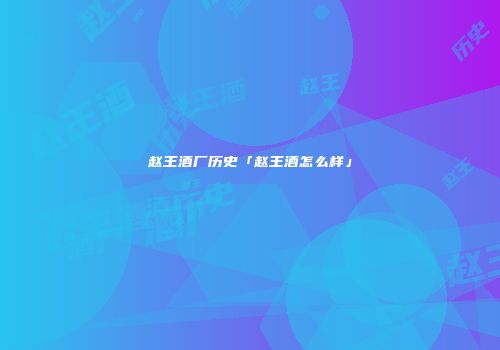 赵王酒厂历史「赵王酒怎么样」