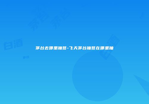 茅台去哪里抽签-飞天茅台抽签在哪里抽