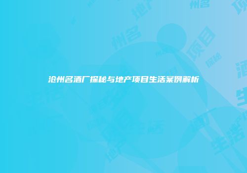 沧州名酒厂探秘与地产项目生活案例解析