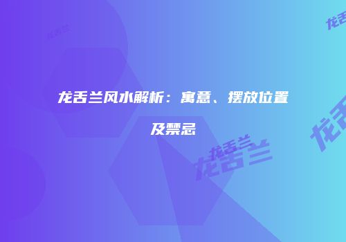 龙舌兰风水解析：寓意、摆放位置及禁忌