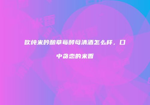 吹纯米吟酿草莓酵母清酒怎么样，口中贪恋的米香